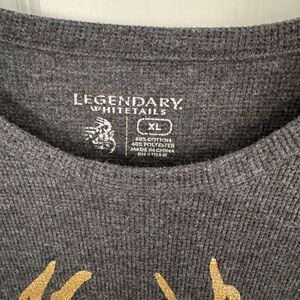 Legendary Whitetails Gray Crewneck Sweater with Gold Antler Detail